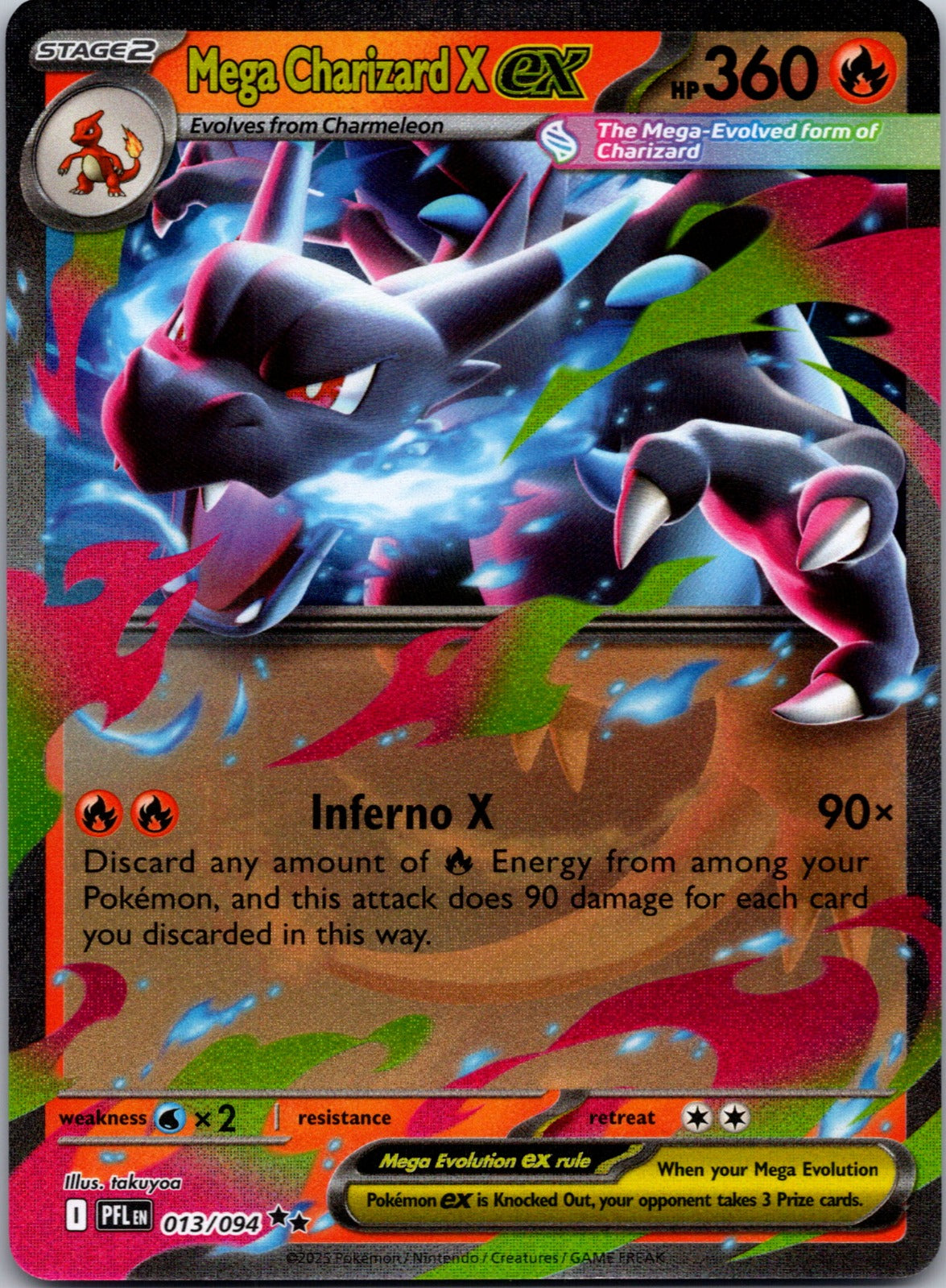 2025 Mega Charizard X ex ME02: Phantasmal Flames 013/094 NM
