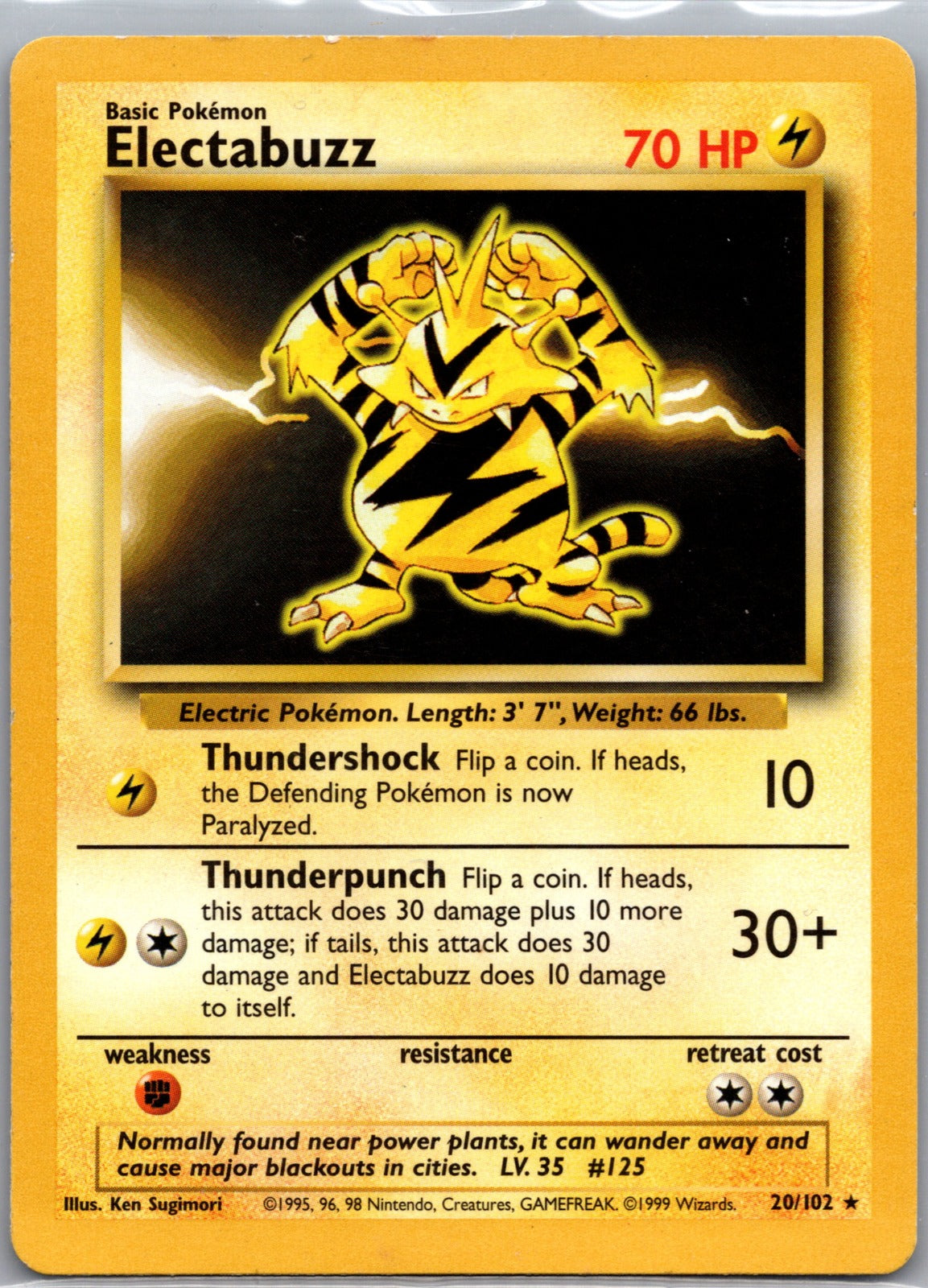 1999 Base Set (Shadowless) 020/102 Electabuzz LP