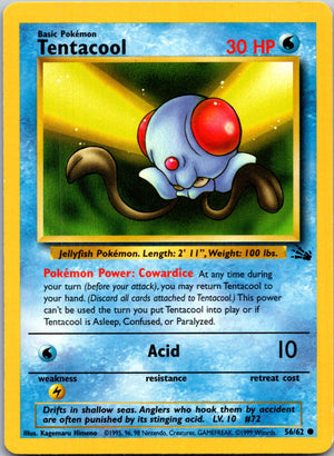 1999 Fossil #56/62 Tentacool Common B303