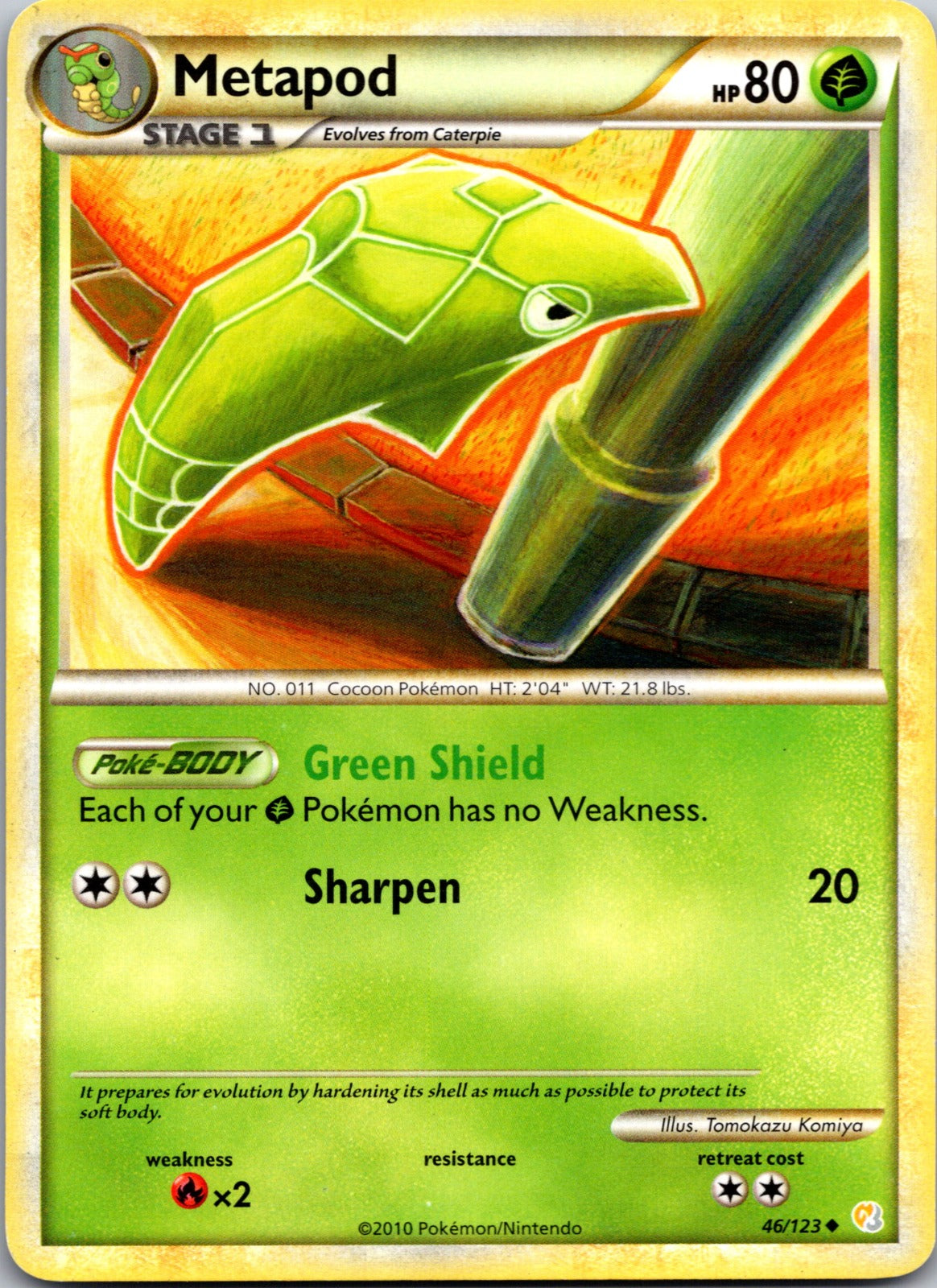 2010 HeartGold SoulSilver 46/123 Metapod LP