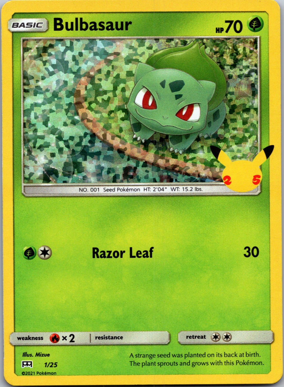 2021 McDonald's 25th Anniversary Promo 001/025 Bulbasaur (Holo) NM  X335