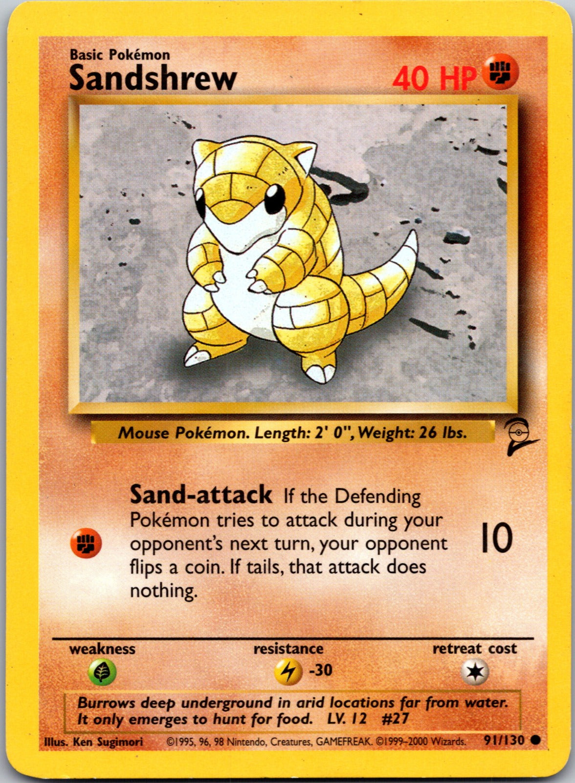 Sandshrew Common Base Set 2 091/130 LP