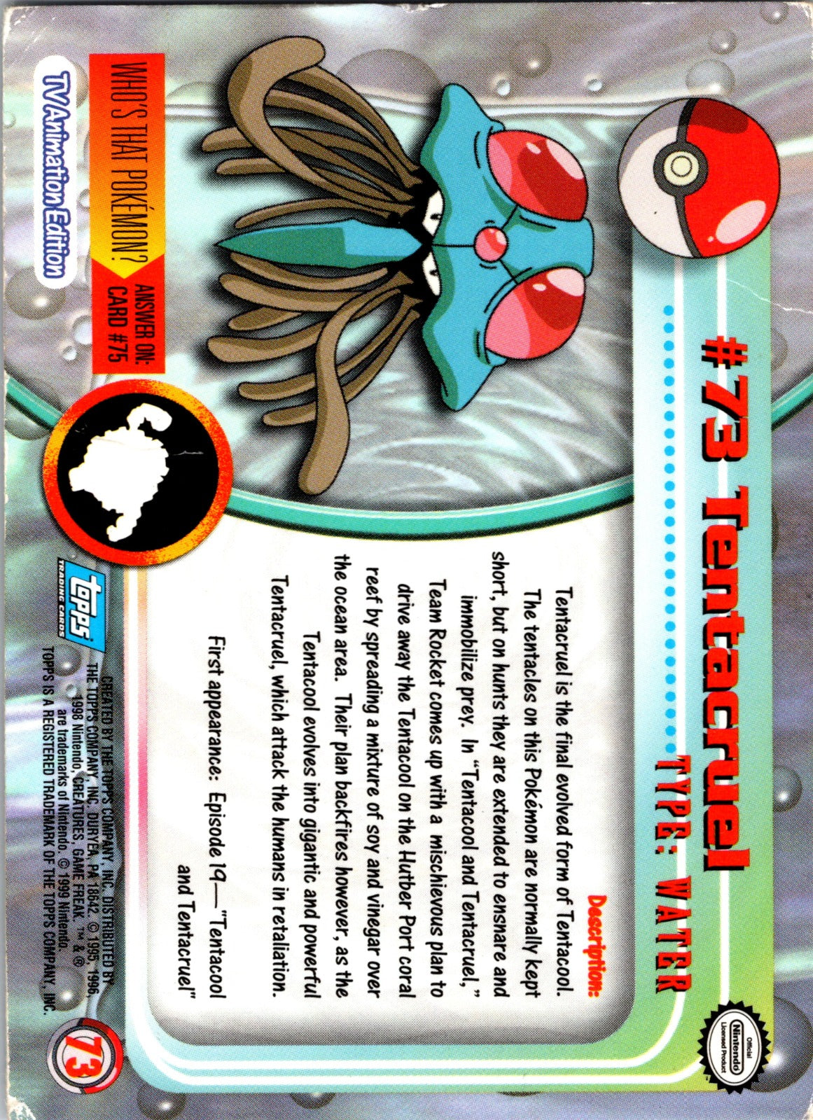 1999 Topps TV Tentacruel MP  P75