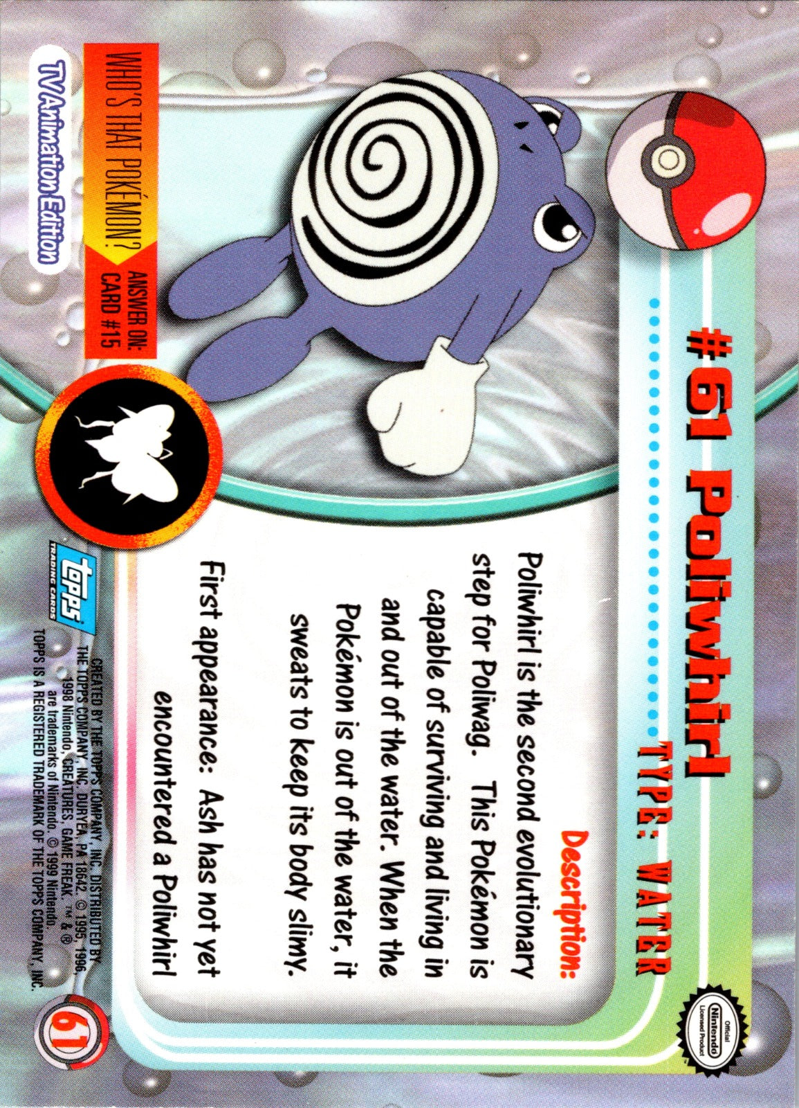 1999 Topps TV Poliwhirl LP  P67