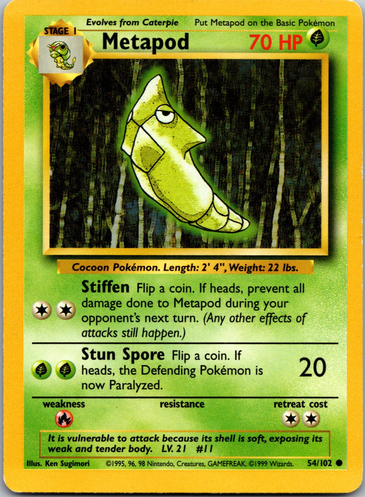 1999 Base Set 054/102 Metapod MP Z88