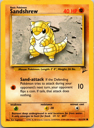 1999 Base Set (Shadowless) 062/102 Sandshrew LP