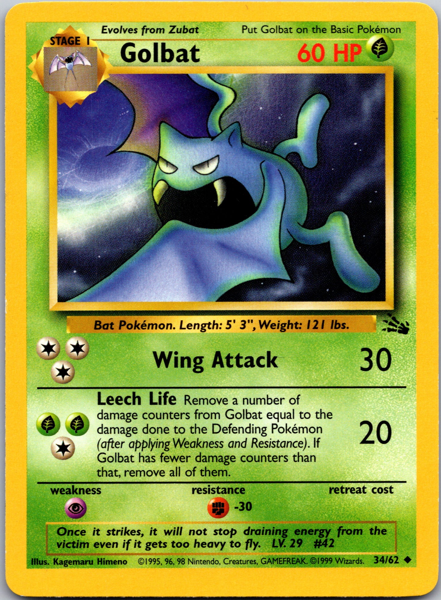 1999 Fossil 34/62 Golbat Uncommon A341
