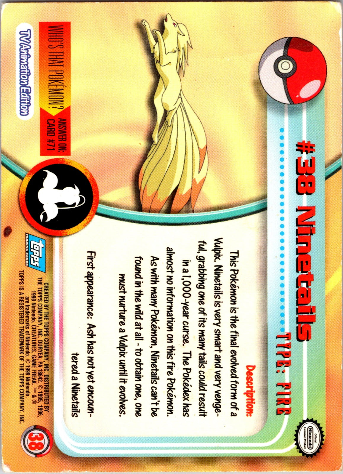 1999 Topps TV Ninetales MP  P189
