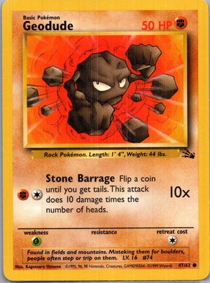 1999 Fossil #47/62 Geodude Common B162
