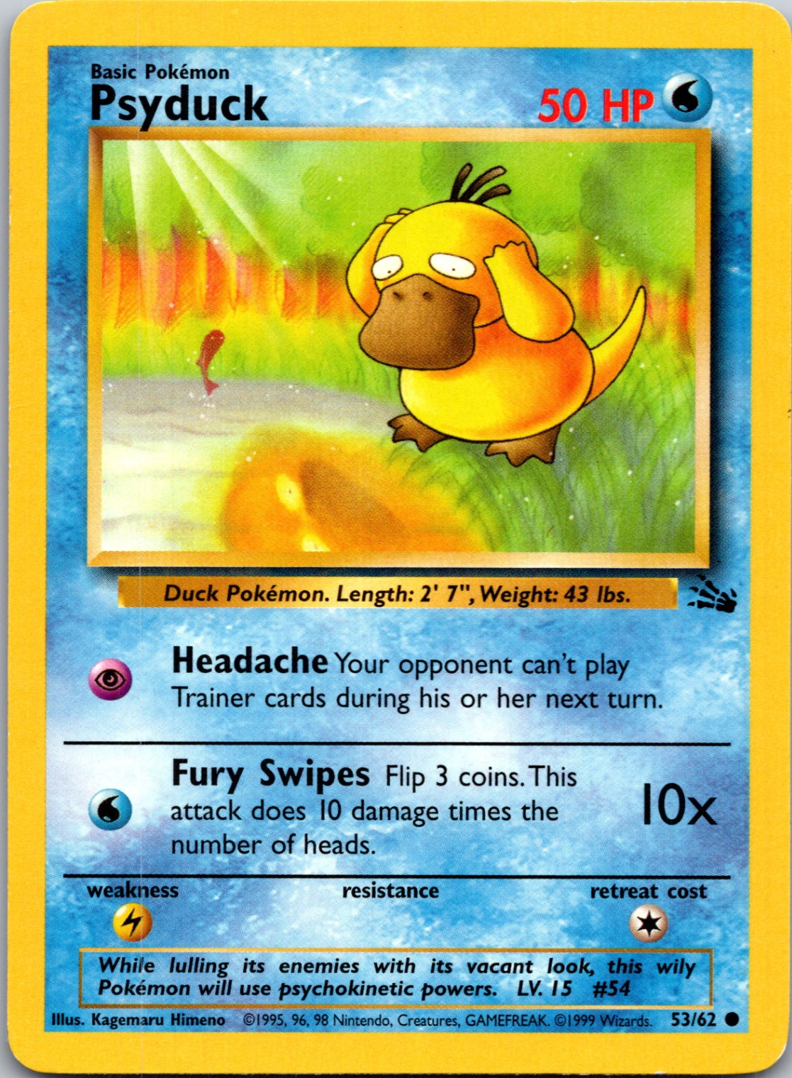 1999 Fossil #53/62 Psyduck Common B276