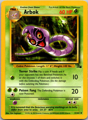 1999 Fossil 31/62 Arbok Uncommon B16