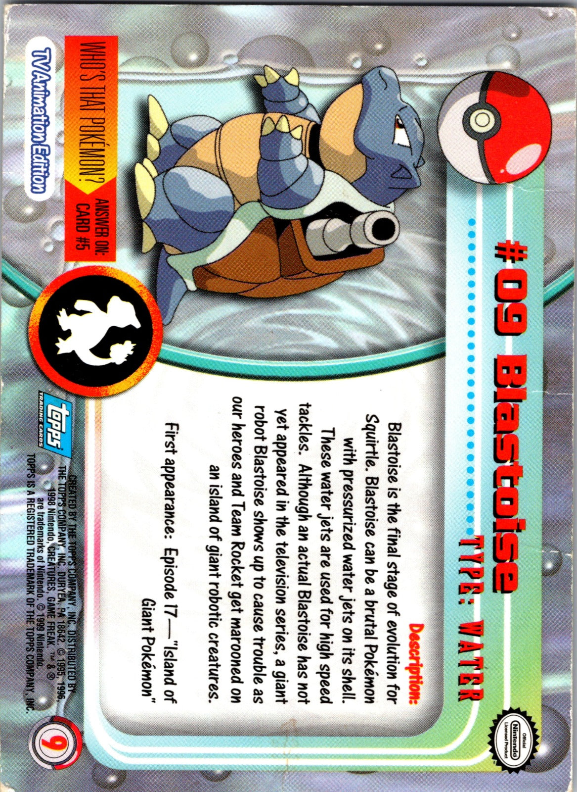 1999 Topps TV Blastoise MP  P201