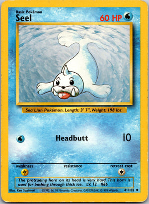 1999 Base Set (Shadowless) 041/102 Seel LP