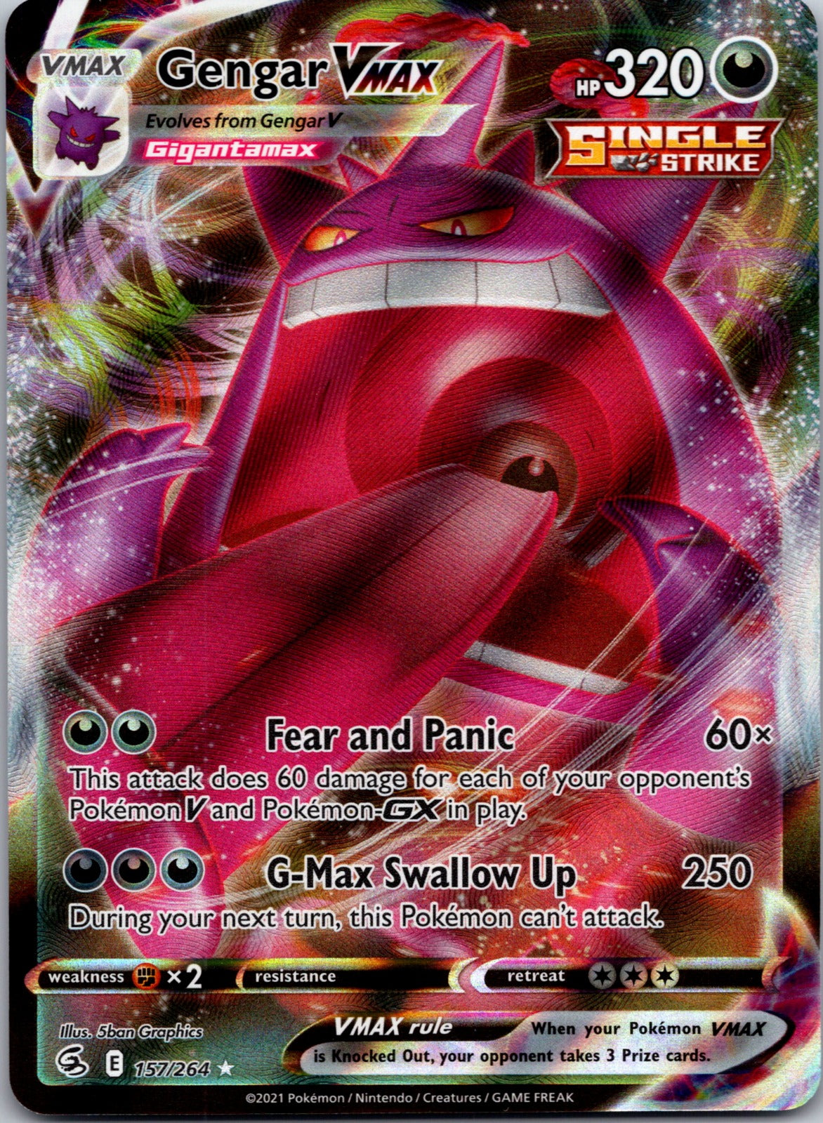 Gengar VMAX Holo Ultra Rare SWSH08: Fusion Strike 157/264 LP