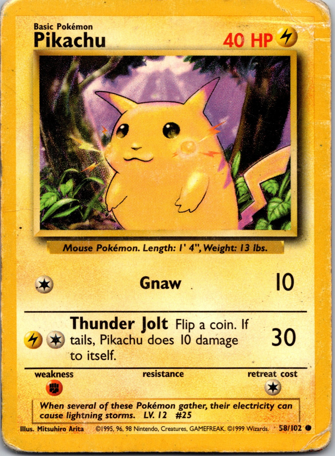 1999 Base Set 058/102 Pikachu HP  X157