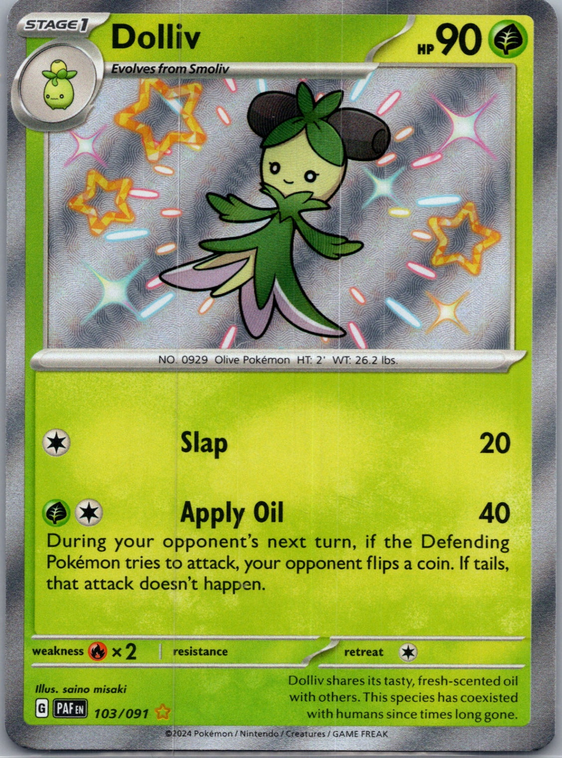 2024 SV: Paldean Fates 103/091 Doliv Shiny Rare F133