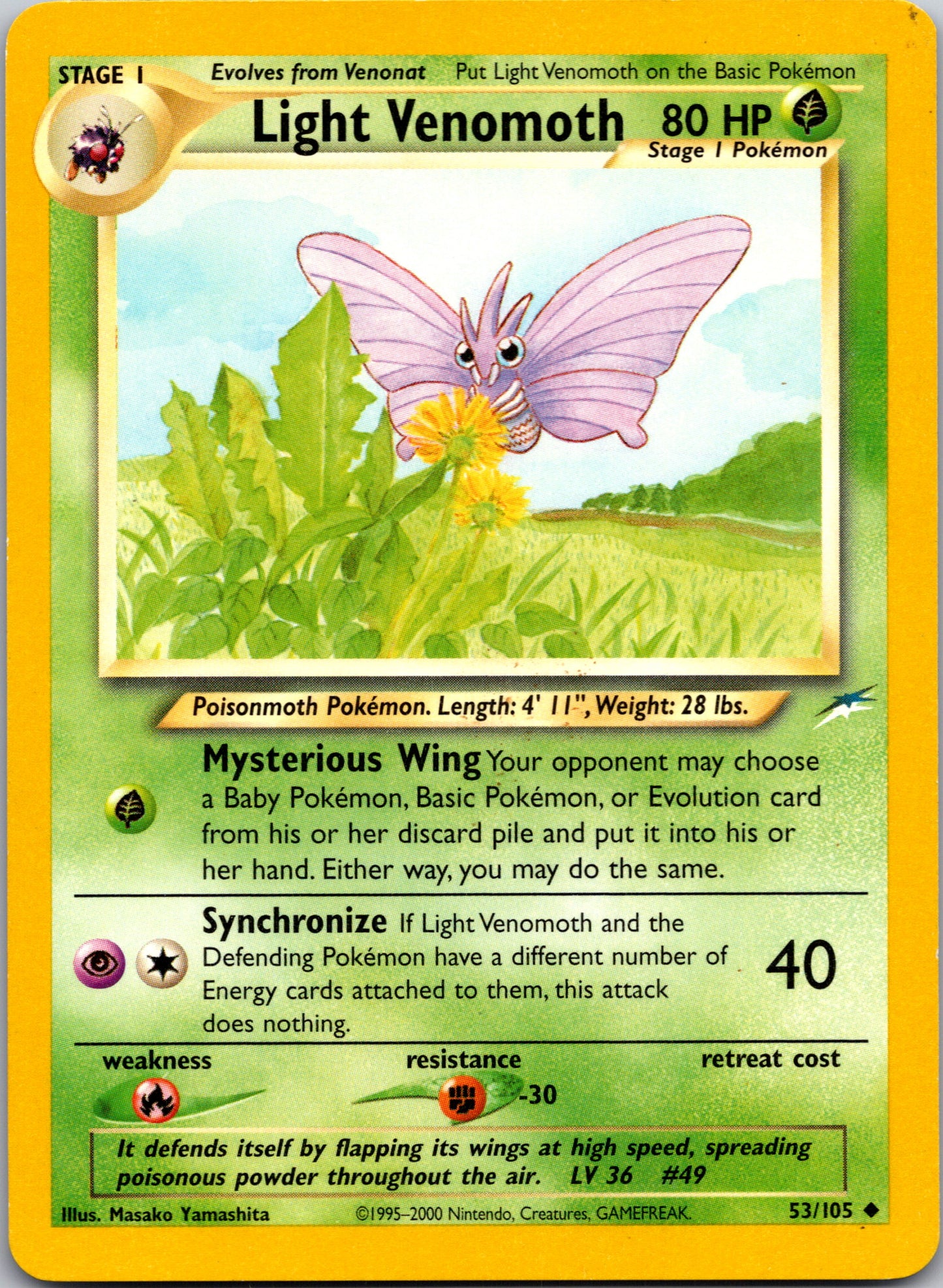 2002 Neo Destiny 053/105 Light Venomoth Uncommon A243