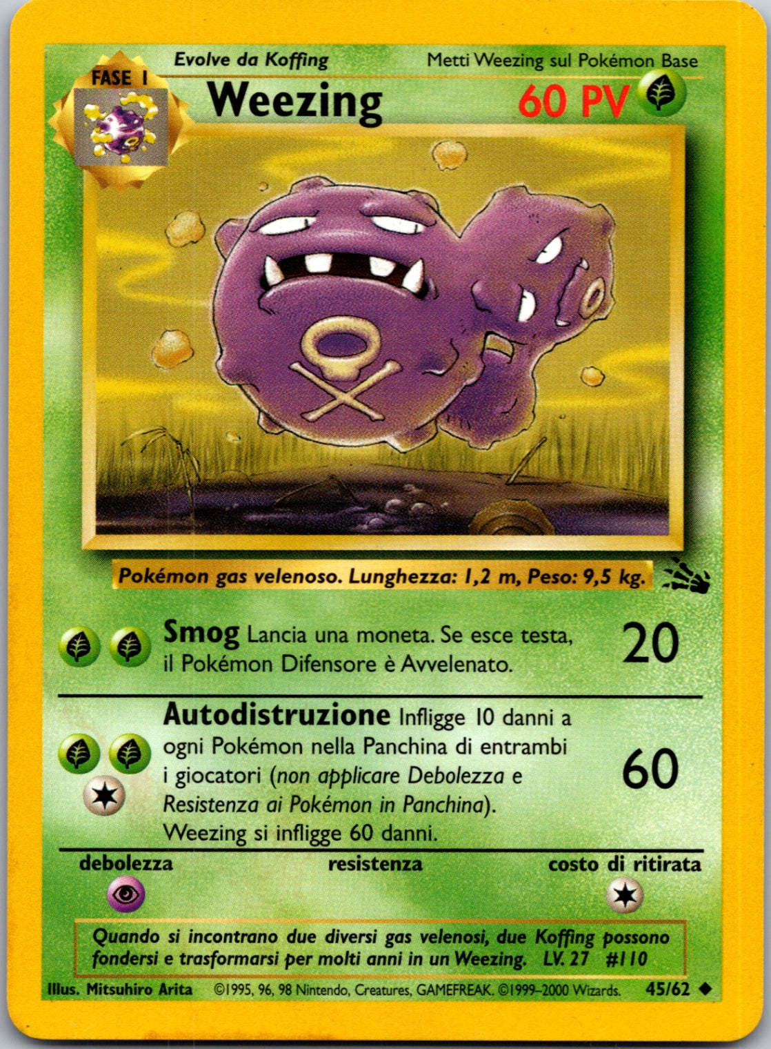 1999 Fossil 45/62 Weezing Uncommon L18