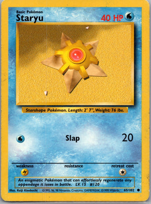 Base Set (Shadowless) 065/102 Staryu Common NM