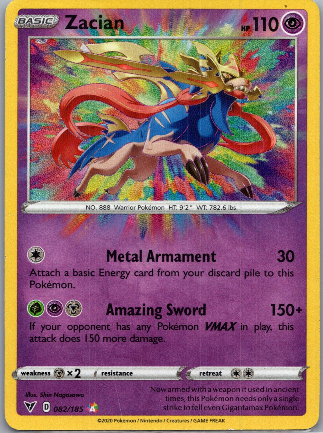 2020 SWSH04: Vivid Voltage 082/185 Zacian Amazing Rare F1
