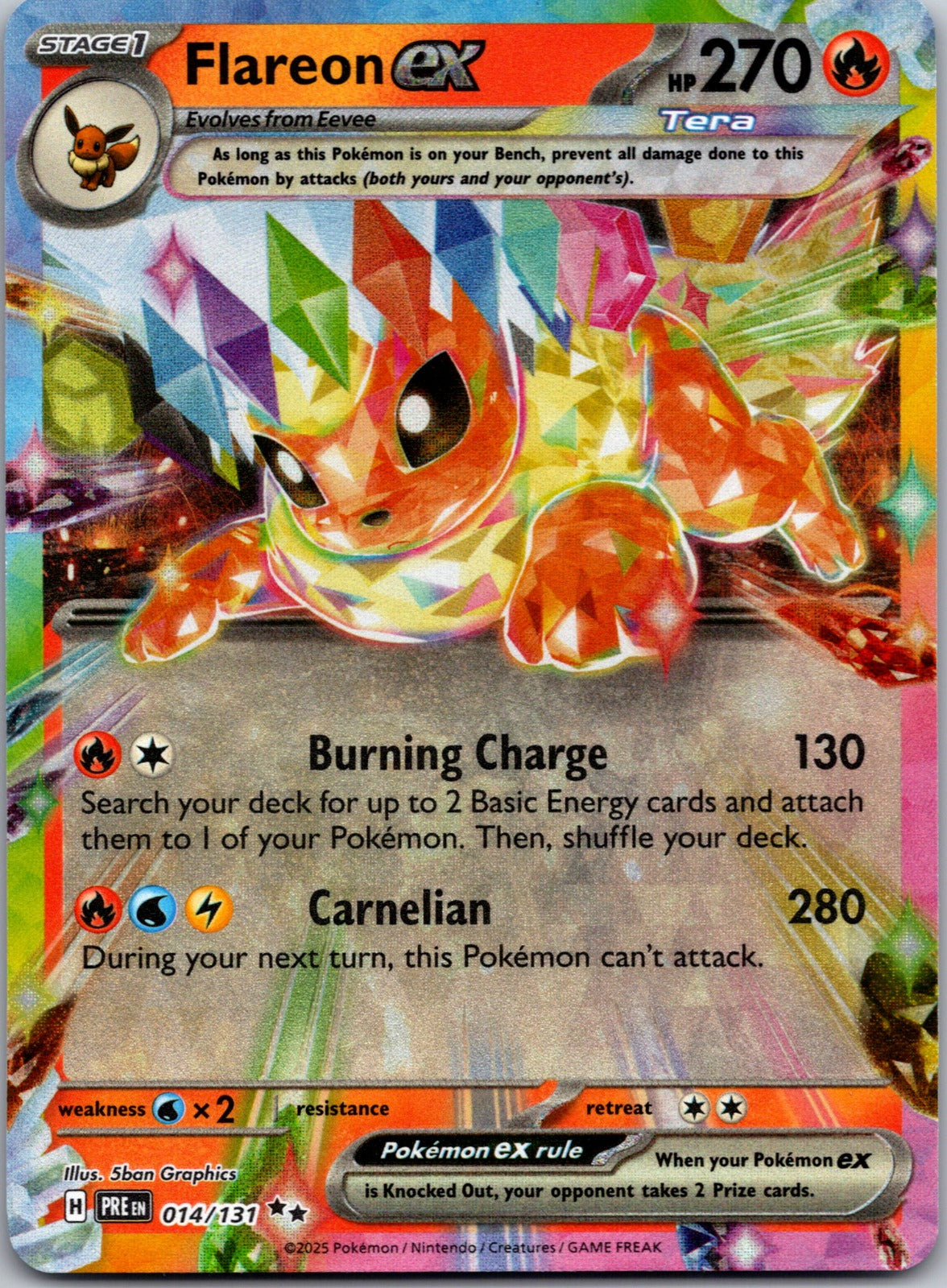 2025 SV: Prismatic Evolutions 014/131 Flareon ex NM