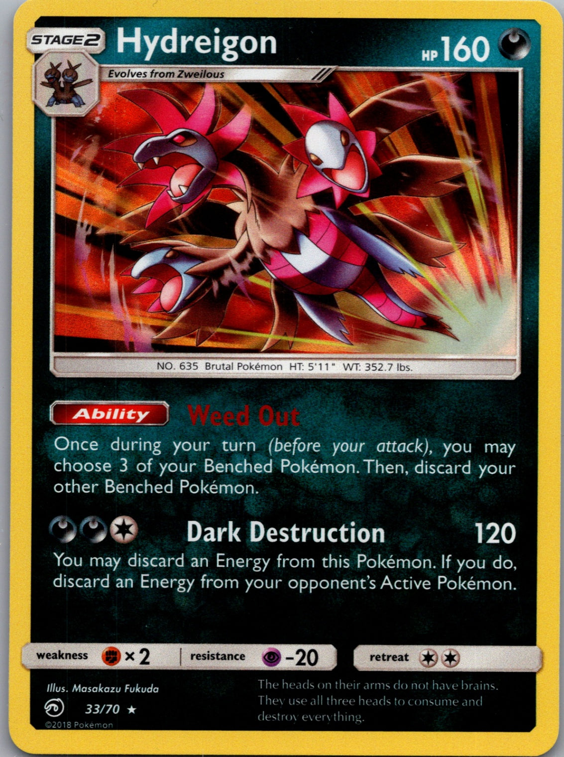 2018 Dragon Majesty 33/70 Hydreigon Holo Rare D234
