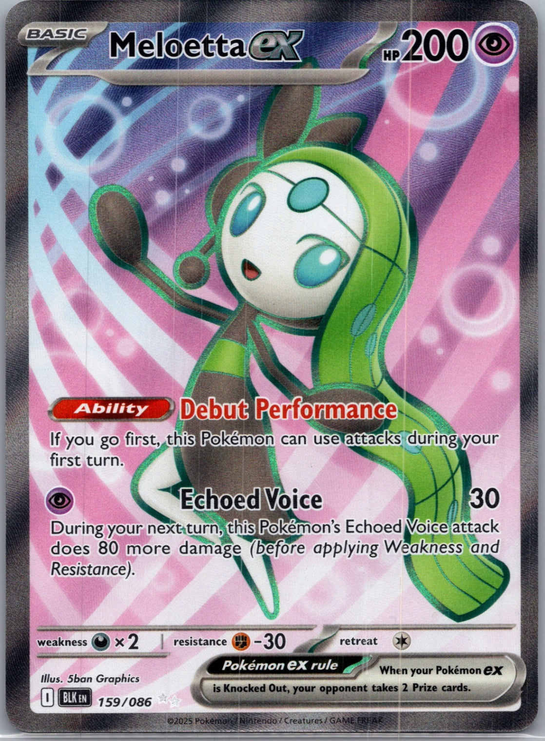 2025 SV: Black Bolt 159/086 Meloetta ex Ultra Rare F205