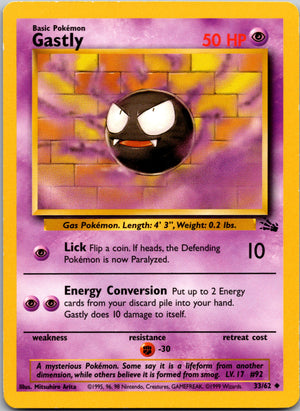 1999 Fossil 33/62 Gastly Uncommon A348