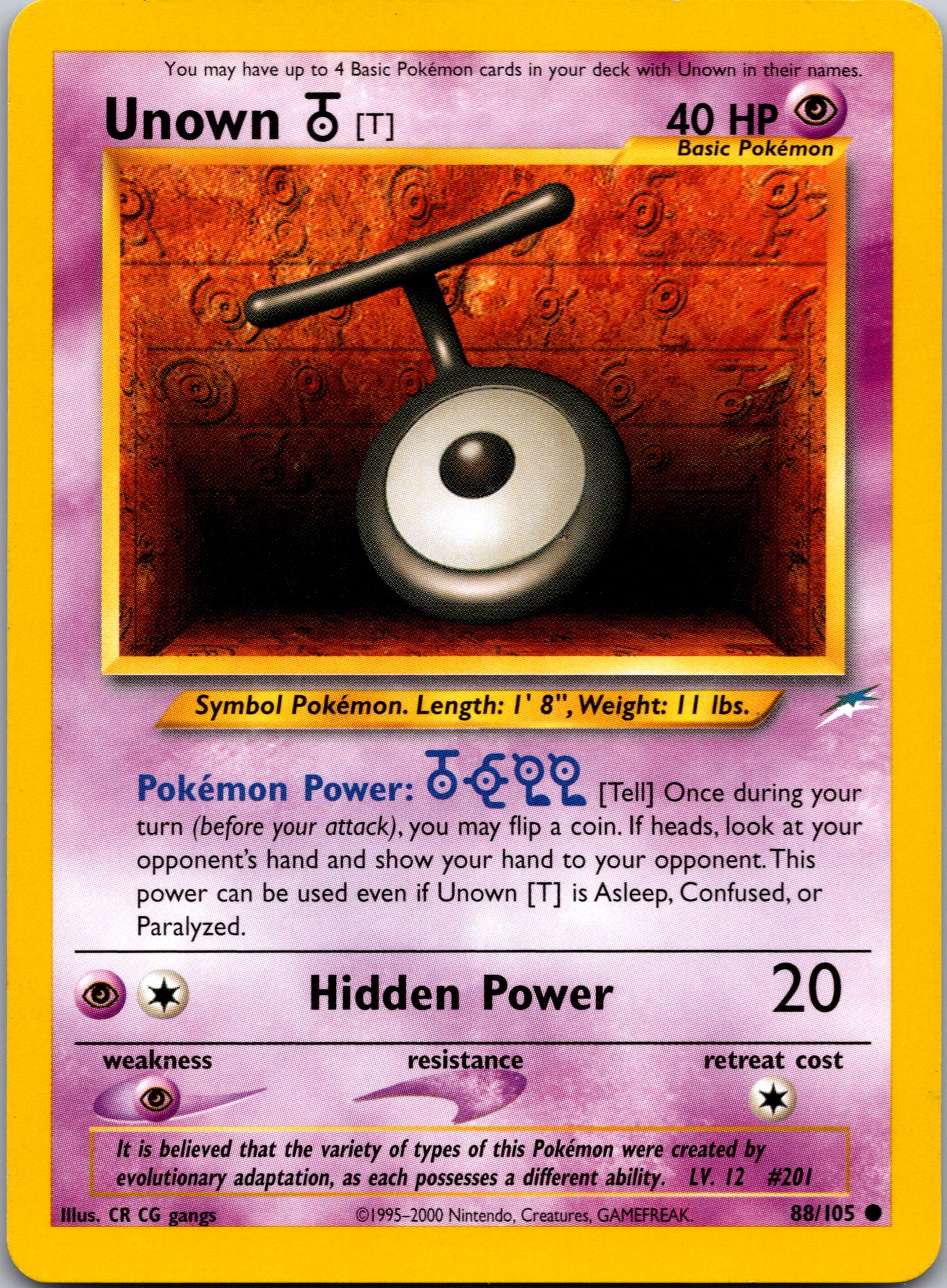 2002 Neo Destiny 088/105 Unown [T] Common A44