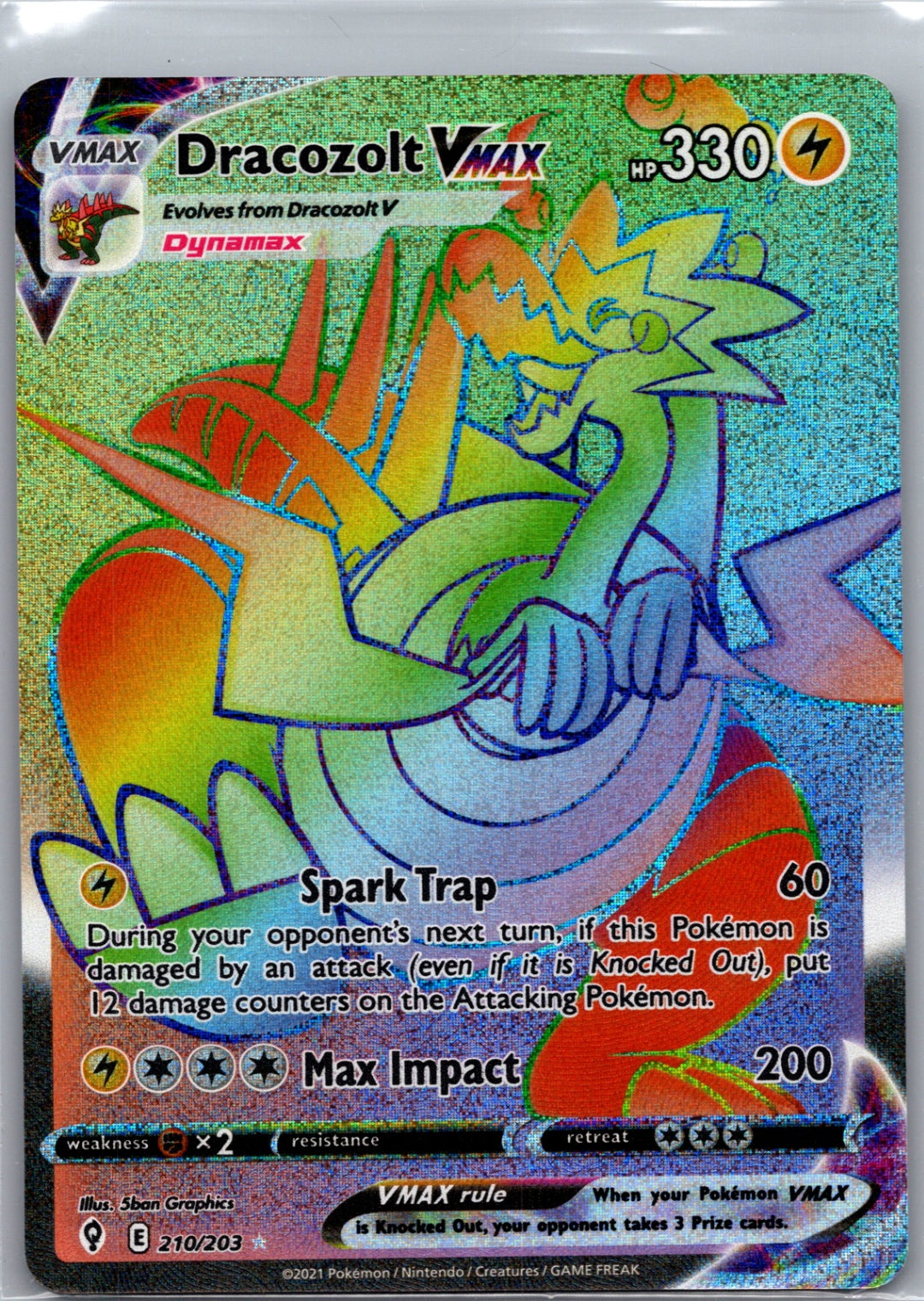 2021 SWSH07: Evolving Skies 210/203 Dracozolt VMAX (Secret) Secret Rare D269
