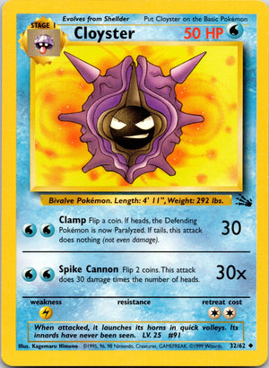 1999 Fossil #32/62 Cloyster Uncommon A4