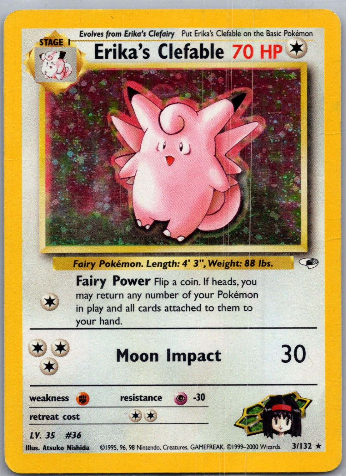 2000 Gym Heroes 003/132 Erika's Clefable Holo Rare G209
