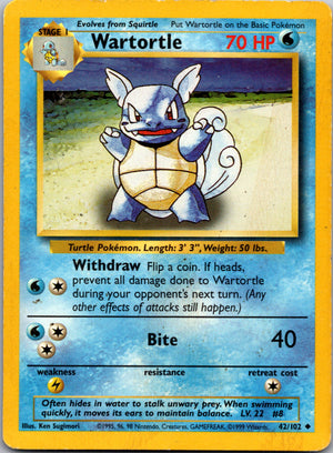 1999 Base Set 042/102 Wartortle Uncommon A166