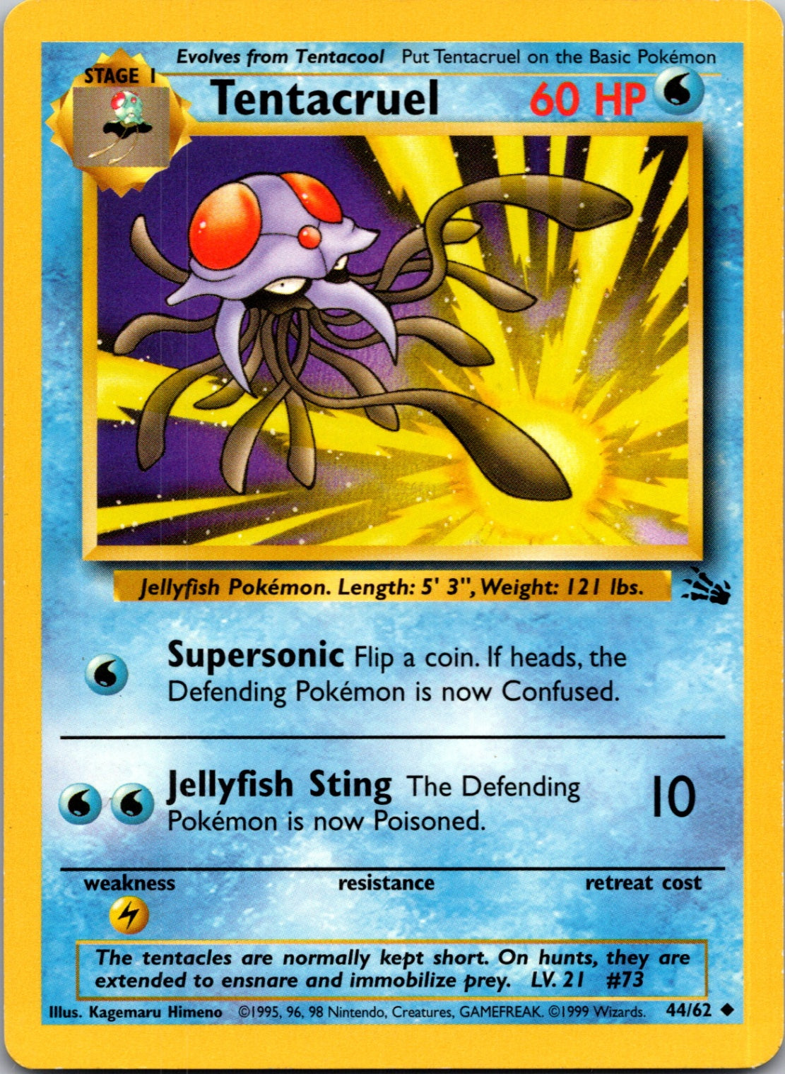 1999 Fossil 44/62 Tentacruel Uncommon L29