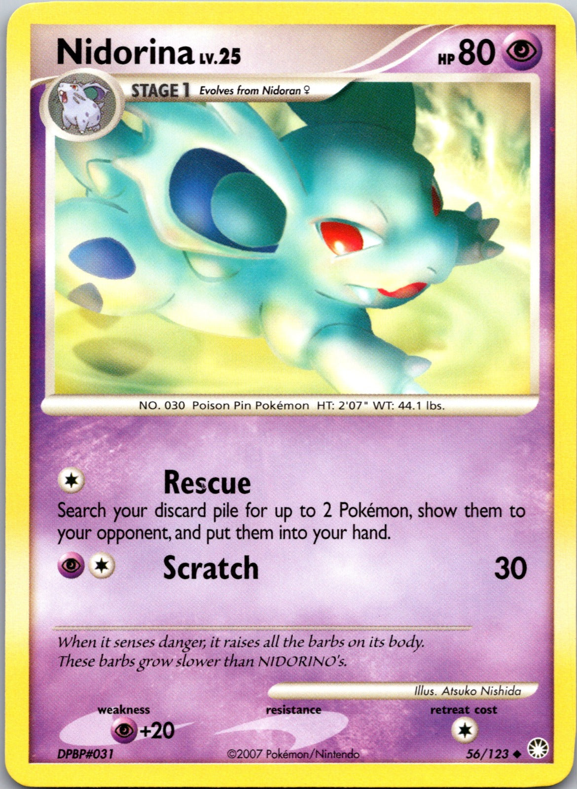 2007 Mysterious Treasures 56/123 Nidorina LP