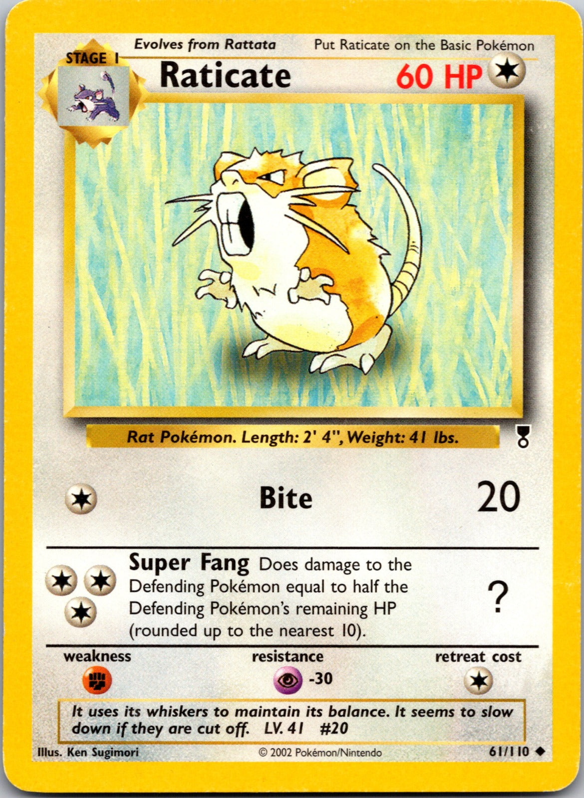 2002 Legendary Collection 061/110 Raticate LP Y148