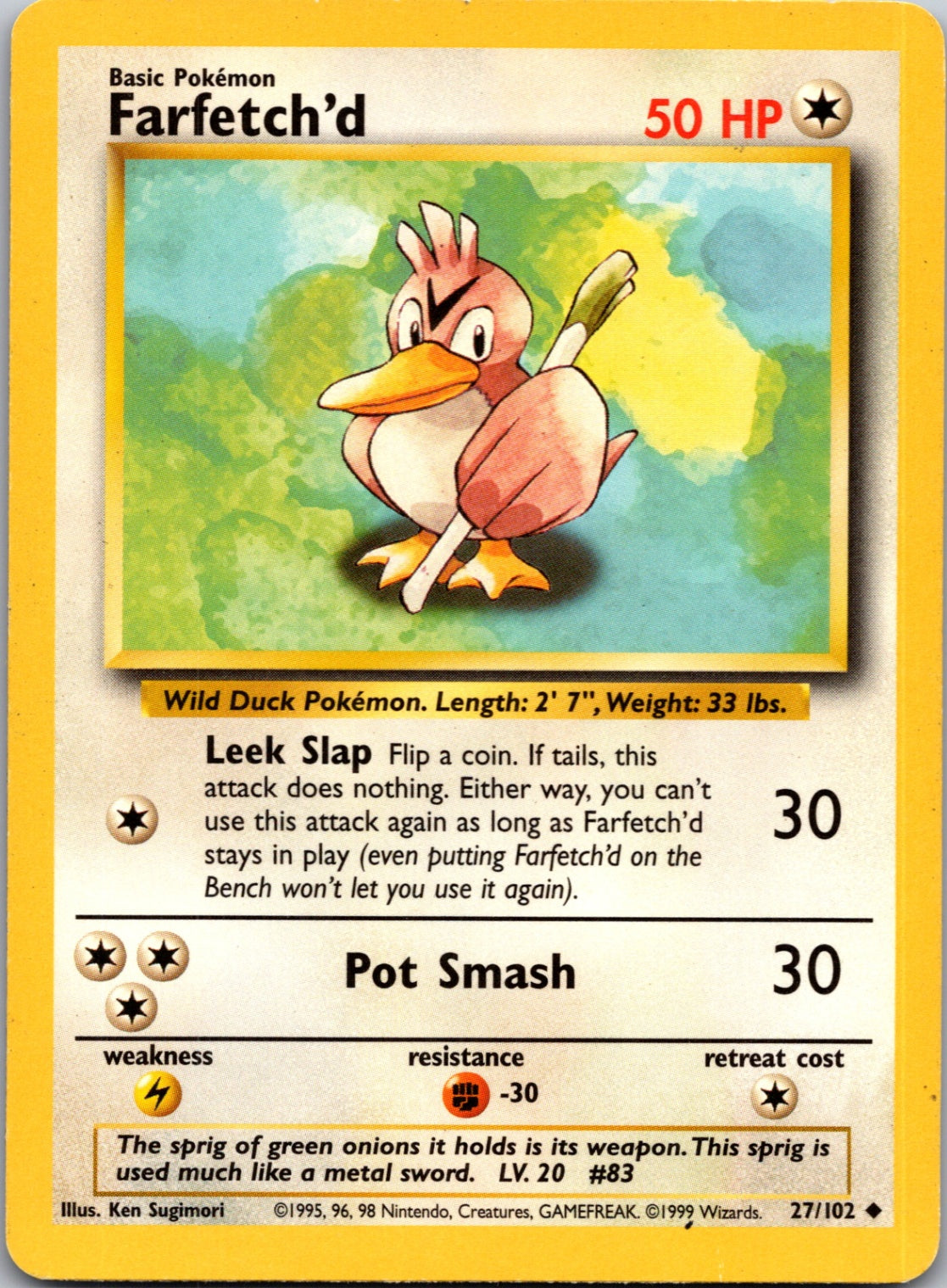1999 Base Set  027/102 Farfetch'd Uncommon M317