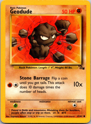 1999 Fossil #47/62 Geodude Common A183
