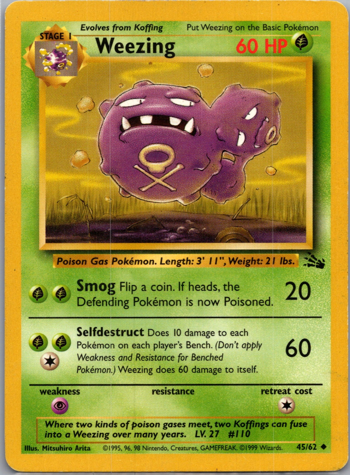 Fossil 45/62 Weezing Uncommon NM