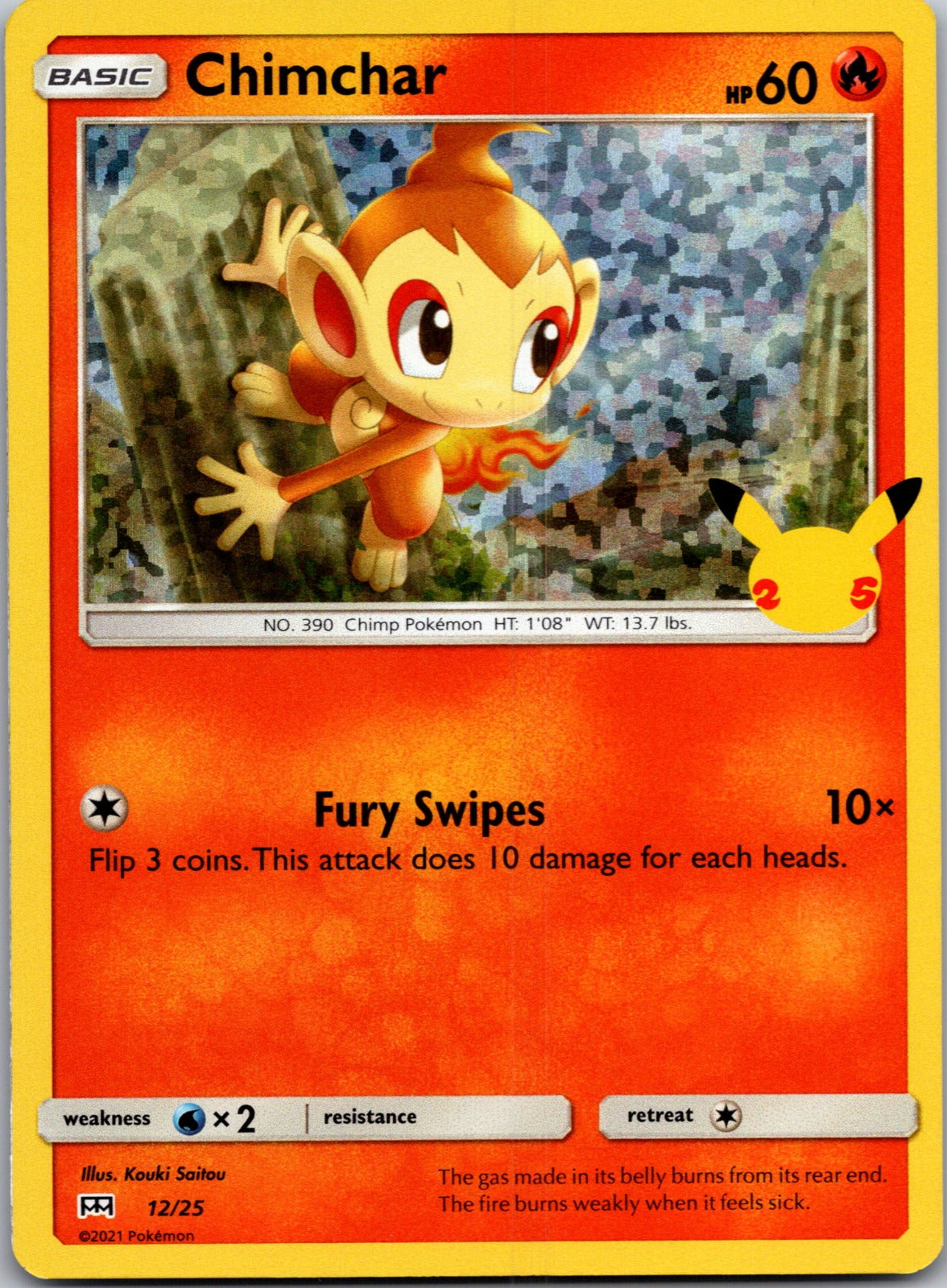 2021 McDonald's 25th Anniversary Promo 012/025 Chimchar (Holo) NM  X312