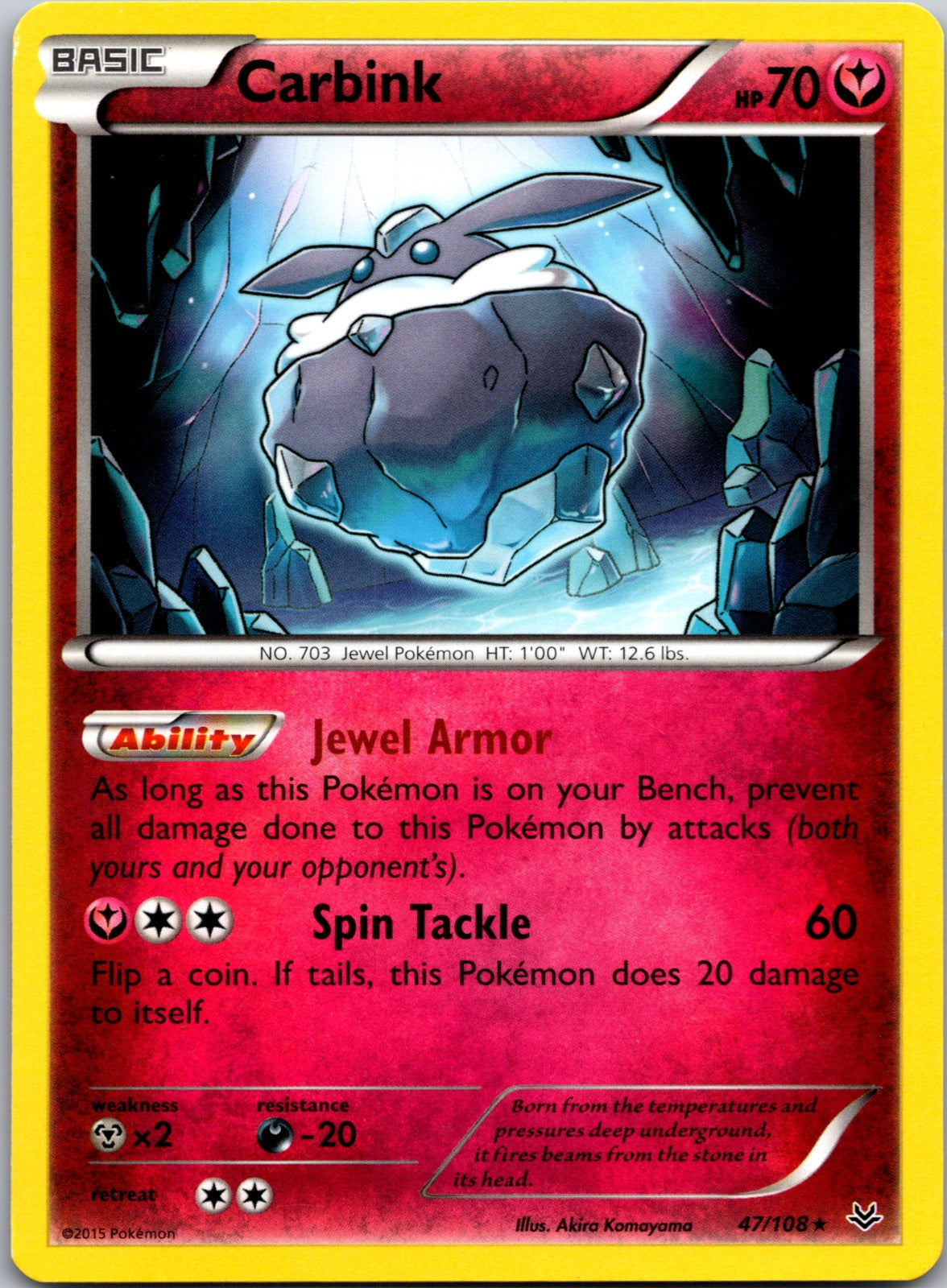 2015 XY - Roaring Skies 47/108 Carbink LP E70