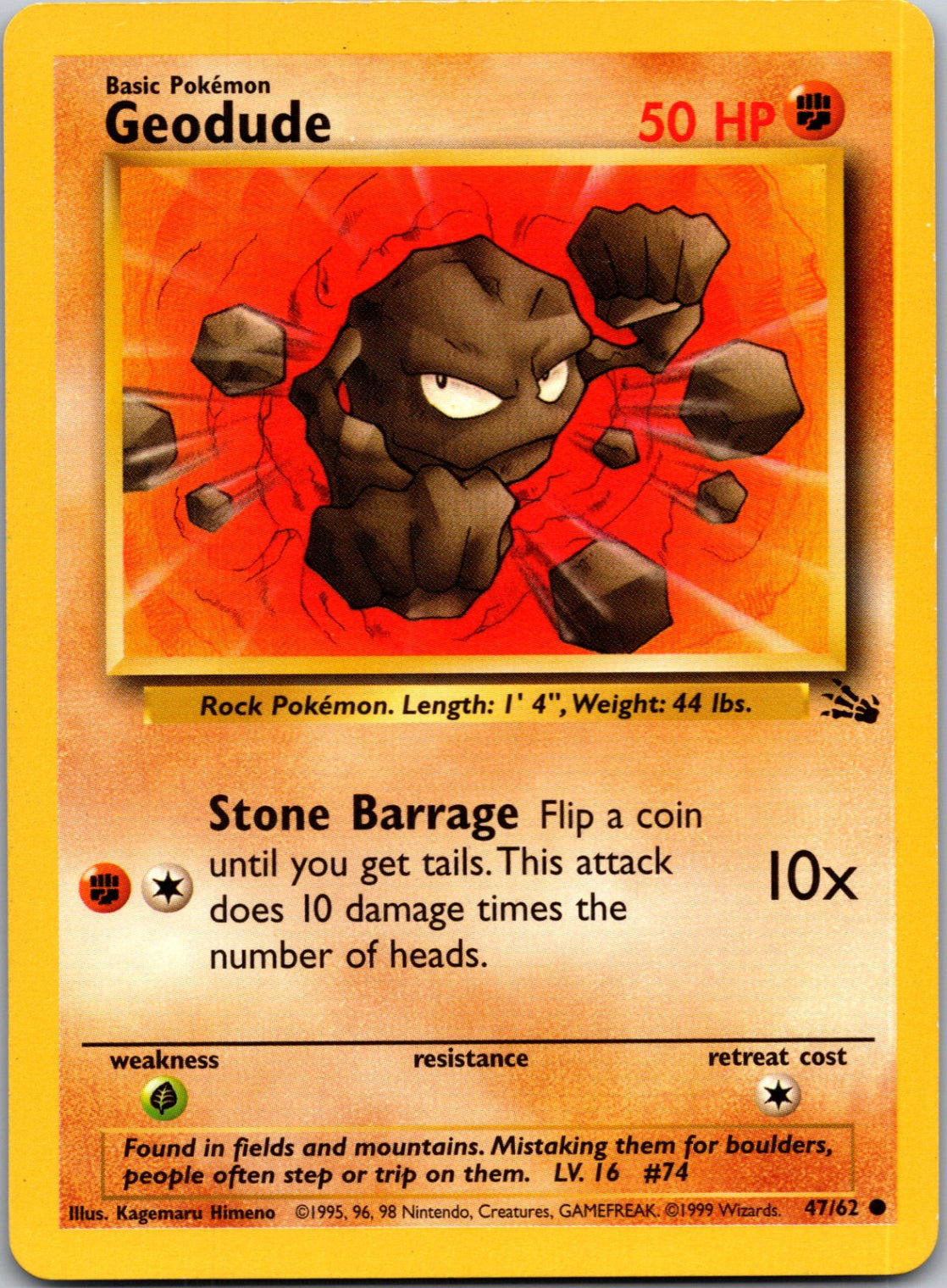1999 Fossil 47/62 Geodude Common L183