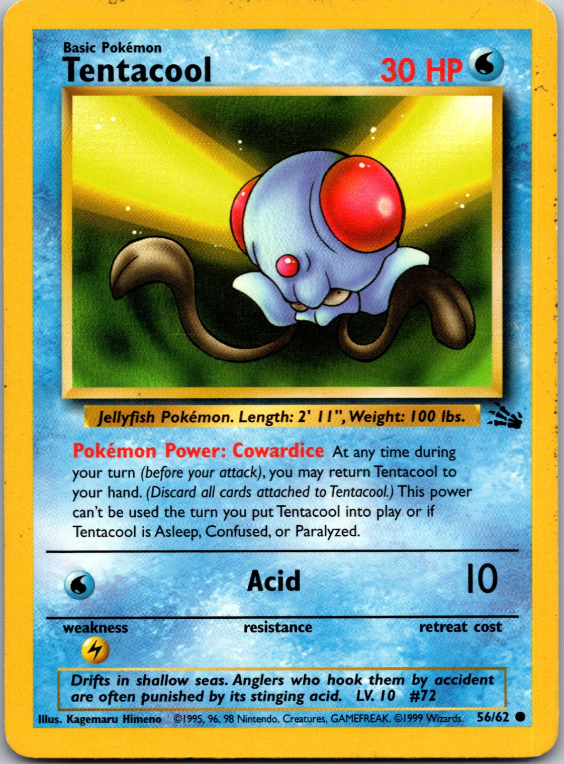 1999 Fossil 56/62 Tentacool Common M254