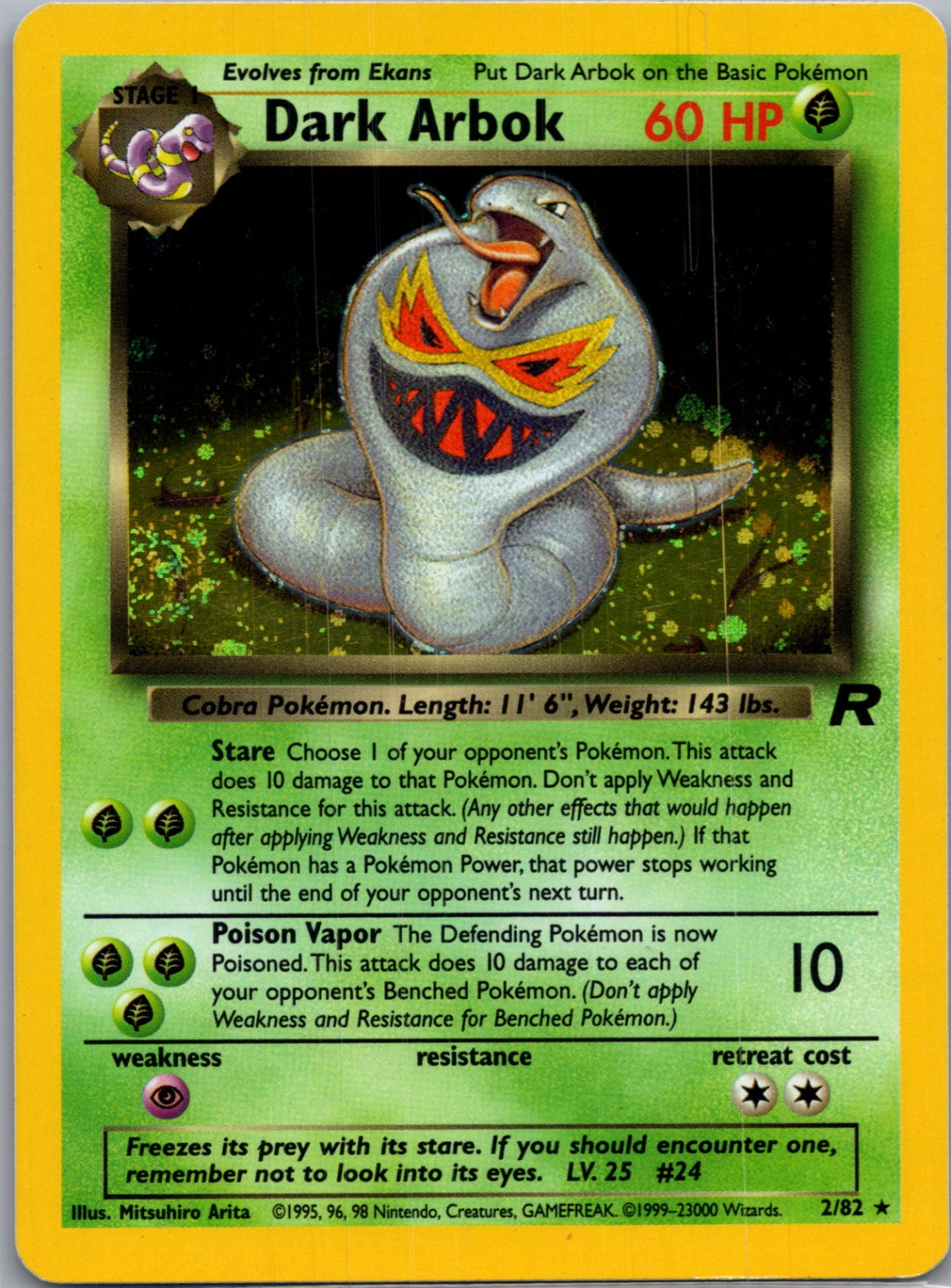 2000 Team Rocket 02/82 Dark Arbok (2) Holo Rare G240