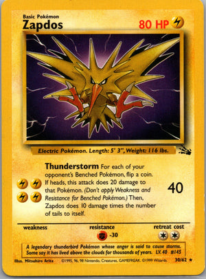 1999 Fossil 30/62 Zapdos (30) Rare G227