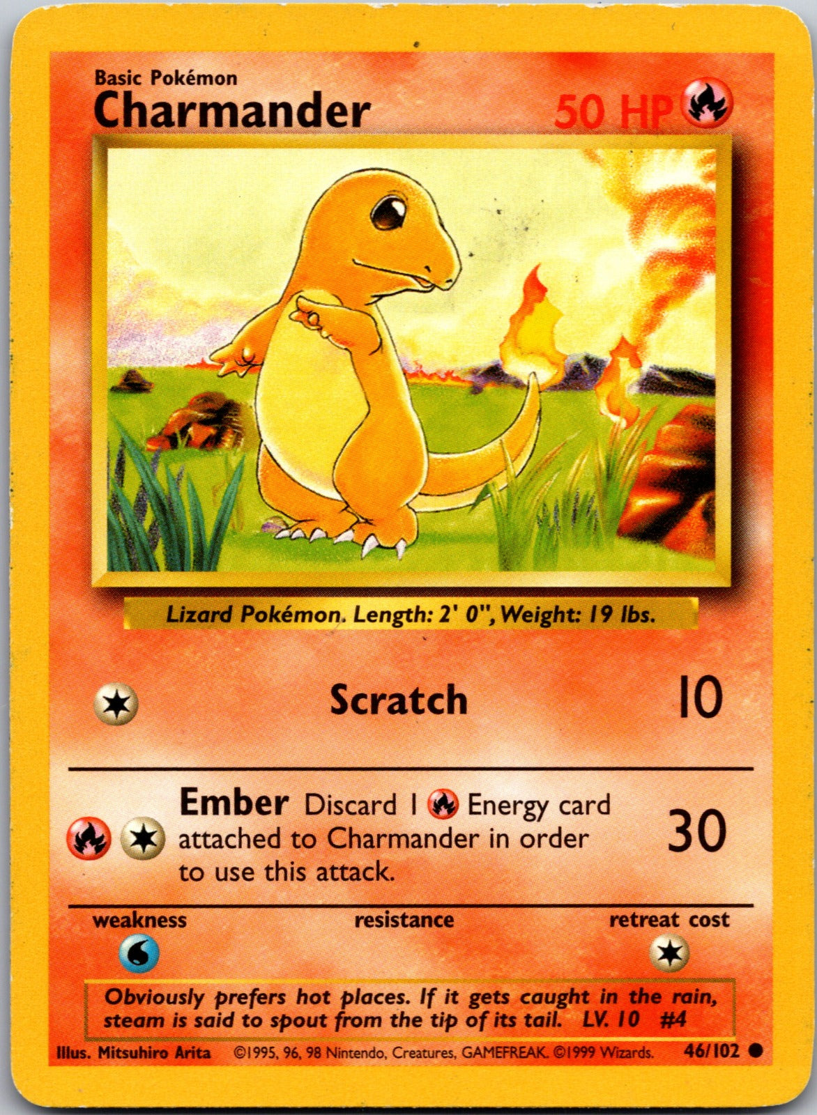 1999 Base Set 046/102 Charmander HP Z346
