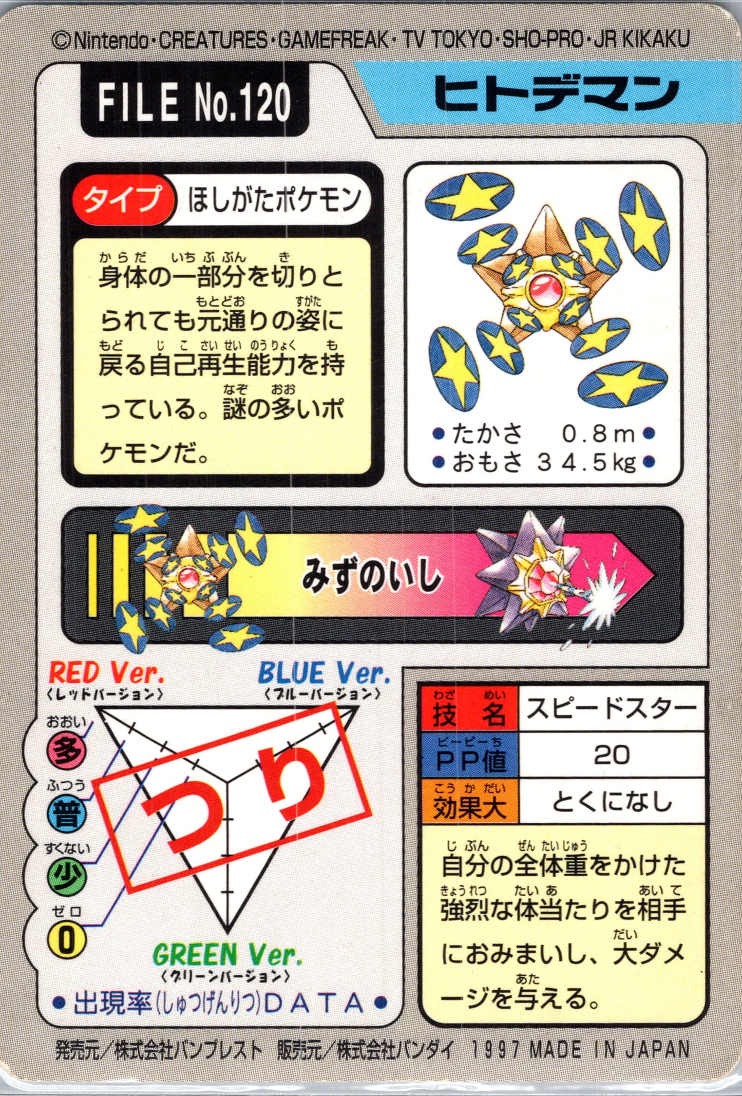 1997 Carddass 120 Staryu (JP) C52