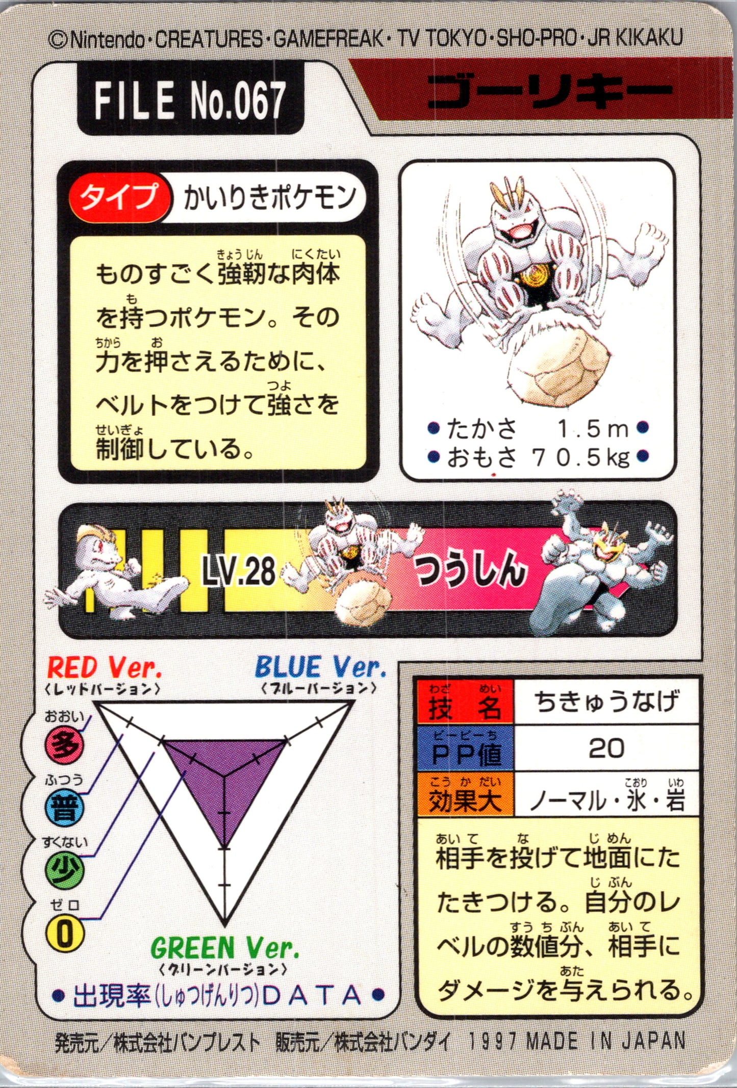 1997 Carddass 67 Machoke (JP) C65