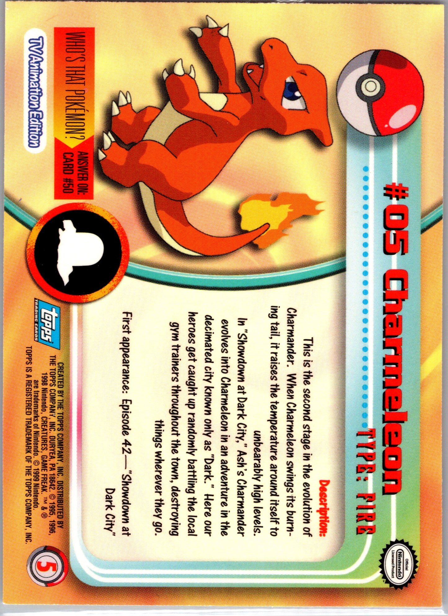 1999 Topps 05 Charmeleon D5