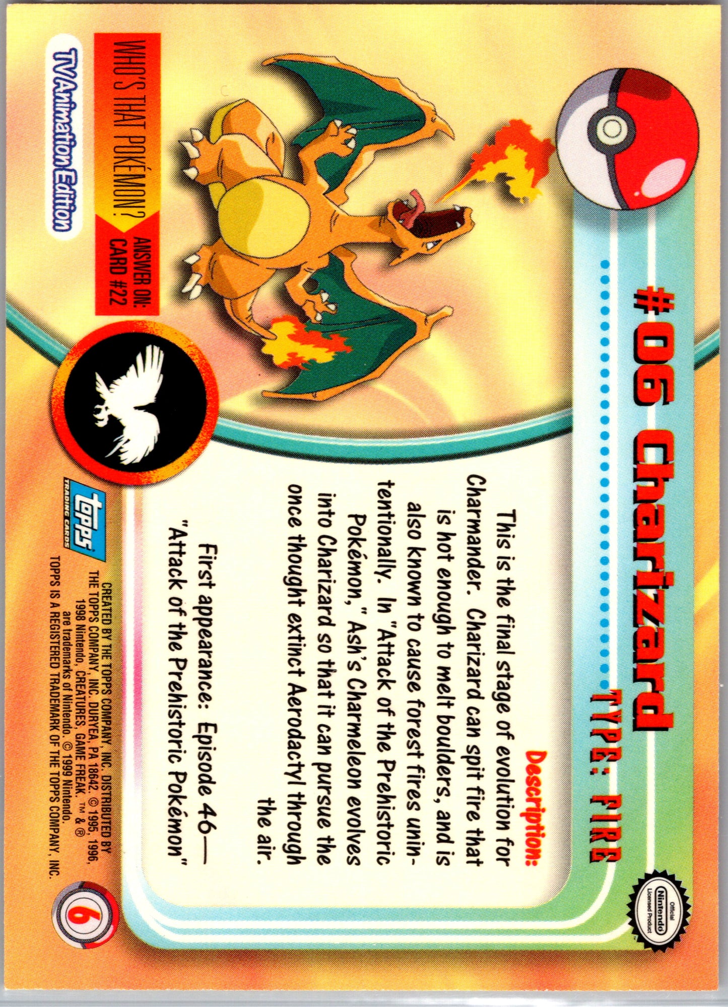 1999 Topps 06 Charizard D6
